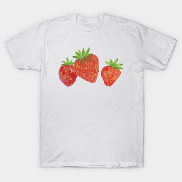 watercolour red strawberry watercolor strawberries food healthy fruits yummy T-Shirt by WatercolorFun